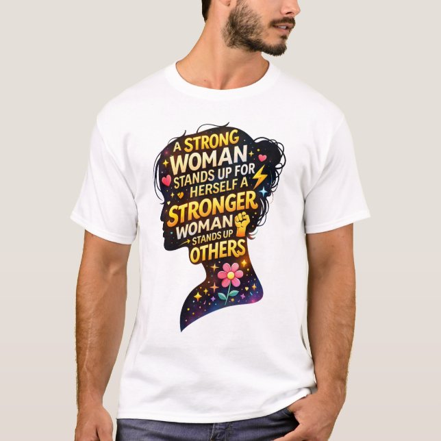 Camiseta Empoderando Silhueta de Mulher Forte Citação – Ins (Frente)