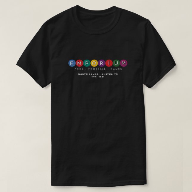 Camiseta Emporium - Azul &amp; Clássico Confuso (Frente do Design)
