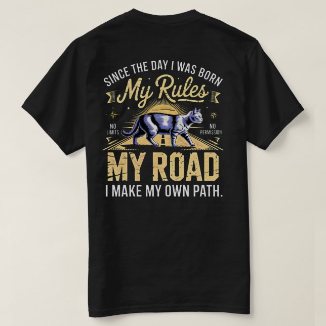 Camiseta Empreendedor Gato Chefe - Minhas Regras M (Verso do Design)