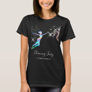 Camiseta Empregada doméstica limpando a casa fada holográfi