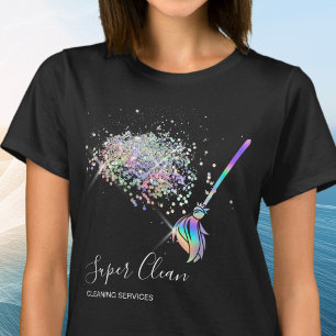 Camiseta Empregada Limpando Casa Holografia Brilhante