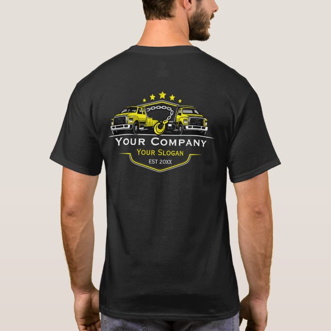 Camiseta Empresa de reboque profissional, serviço de cabele (Verso)