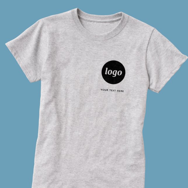 Camiseta Empresarial Simples com Logotipo e Texto (Logo with custom text business branding promotional t-shirt)