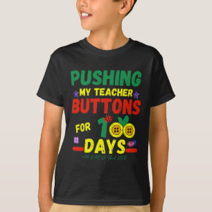 Camiseta Empurrando Meus Professores Botões 100 Dias De Esc