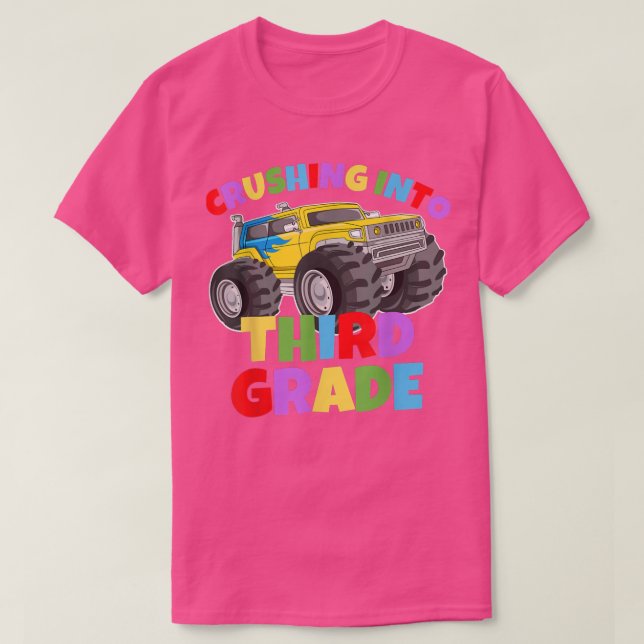 Camiseta Empurrando Para O Caminhão Monstro De Terceiro Gra (Frente do Design)