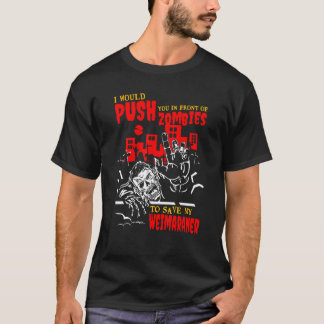 Camiseta Empurre-o em zombies para salvar o cachorro engraç