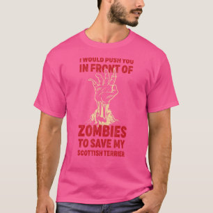 Camiseta Empurre-O Em Zombies Para Salvar O Meu Terrier Fu 