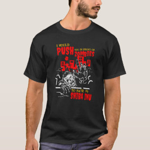Camiseta Empurre-o em Zombies para salvar Shiba Inu Cachorr
