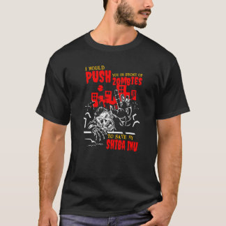 Camiseta Empurre-o em Zombies para salvar Shiba Inu Cachorr