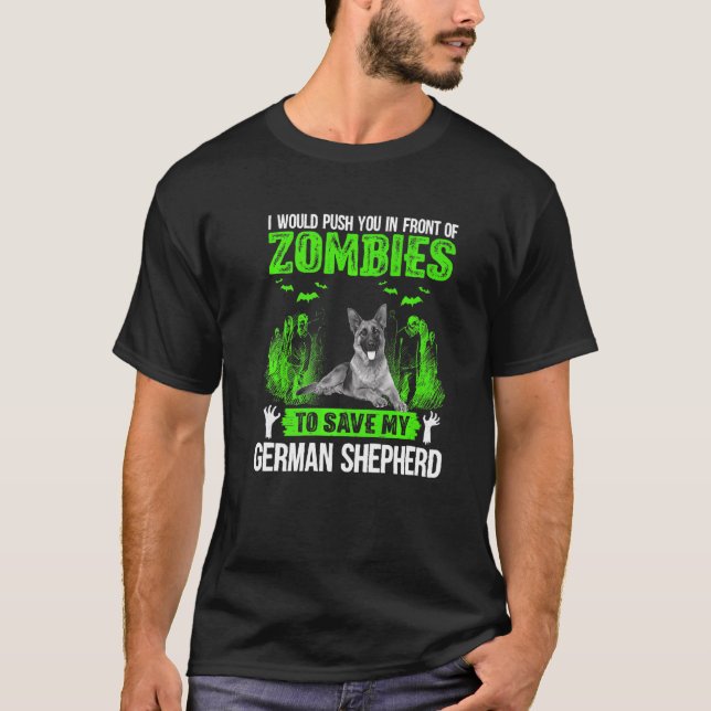 Camiseta Empurre-O Na Frente Dos Zombies Economize German s (Frente)