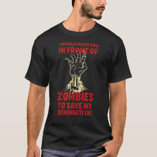 Camiseta Empurre Você Em Zumbis Para Salvar Meu Gato Sereng