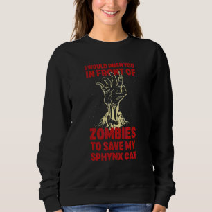 Camiseta Empurre Você Em Zumbis Para Salvar Meu Gato Sphynx
