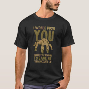 Camiseta Empurrei Você Em Zombies Para Salvar Meu Gato Choc