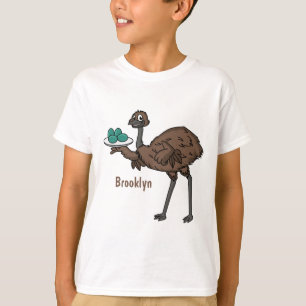 Camiseta Emu com ilustração de desenho animado de ovos
