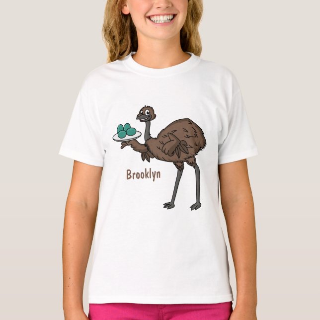 Camiseta Emu com ilustração de desenho animado de ovos (Frente)
