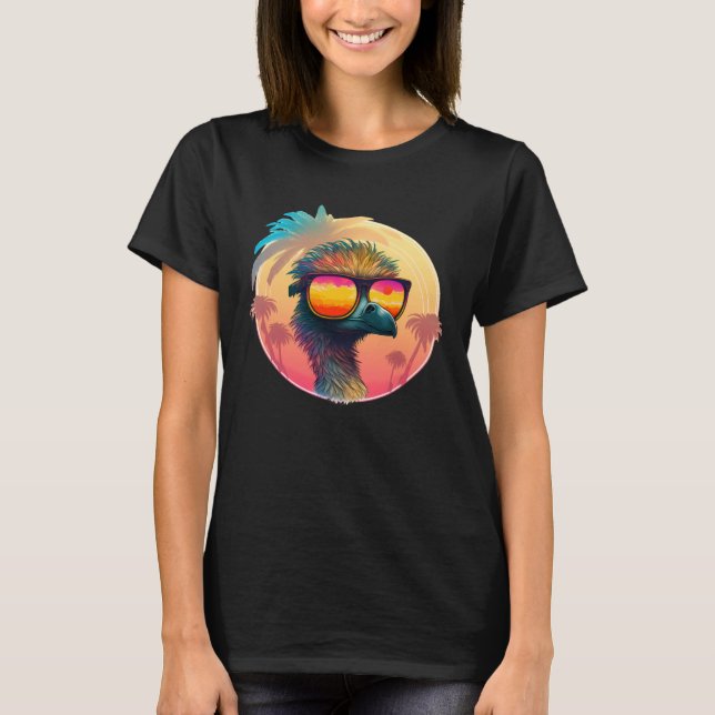 Camiseta Emu on Tropical Vacation with Sunglasses Cool Ostr (Frente)