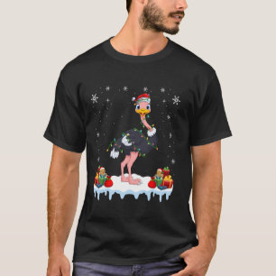 Camiseta Emu Vestindo Santa Hat Xmas Light Emu Lover Christ