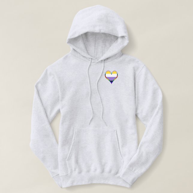 Camiseta Enby Pride Heart Hoodie (Frente do Design)