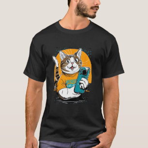 Camiseta Encaixe um sorriso Engraçado Cat Selfie_1