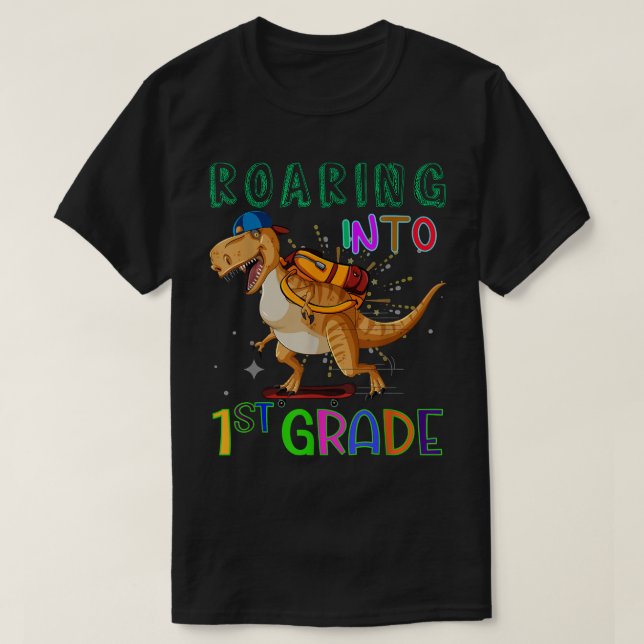 Camiseta Encaminhando para o Dinossauro de Patinação de 1ru (Frente do Design)