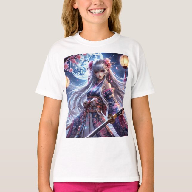 Camiseta 🌙 Encantada Samurai Princess - Guerreira Moonlit  (Frente)