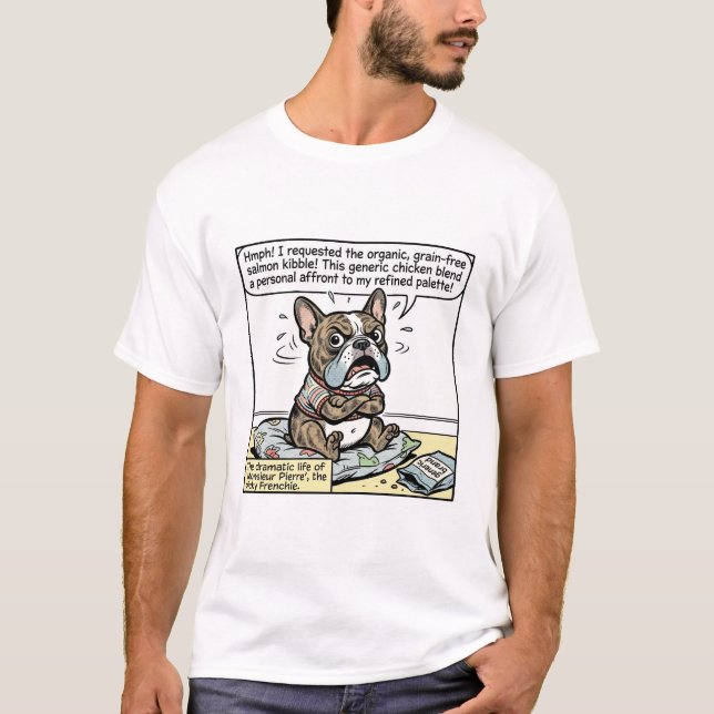 Camiseta Encantador de Orelhas de Morcego: Cachorro Francês (Frente)