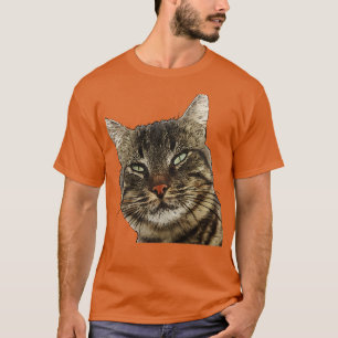 Camiseta Encantador Marrom Tabby Cat Black Outline Art Cort