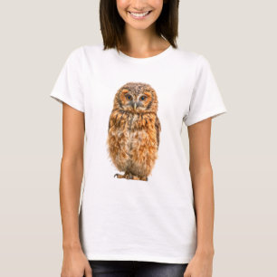 Camiseta Encantador Retrato Rústico de uma Coruja Mulheres