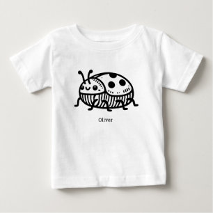 Camiseta Encantadora Ilustração do Besouro Desenhado à Mão