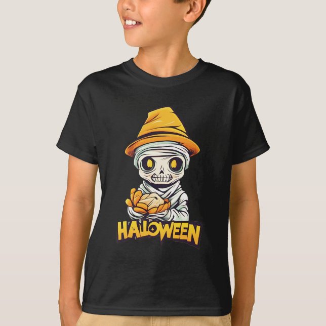 Camiseta Encantadora Múmia Design de Halloween Cute e Spook (Frente)