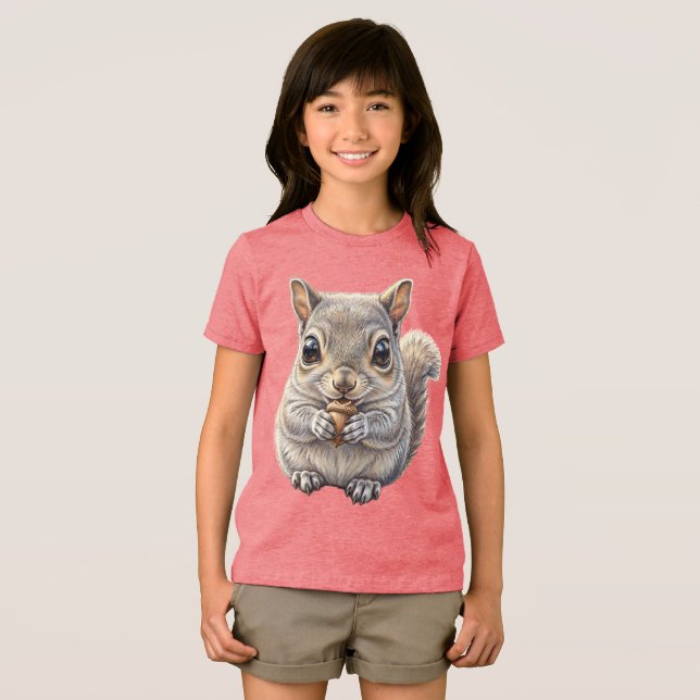 Camiseta Encanto da floresta Coletor de nozes de esquilo (Frente Completa)