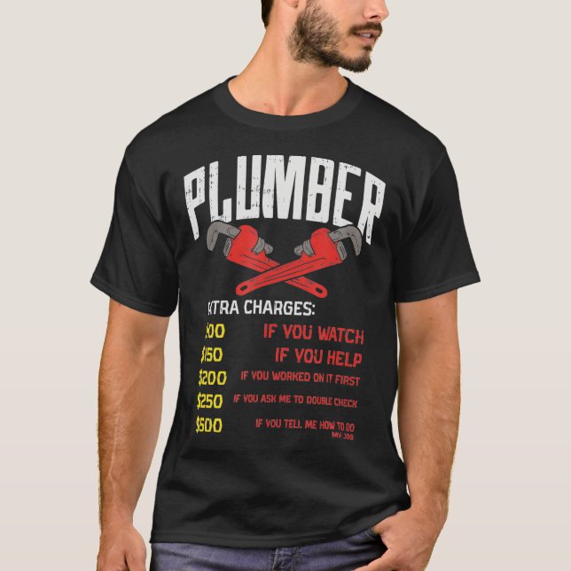 Camiseta Encargos de Pipefitter Engraçado Taxa Horária do P (Frente)