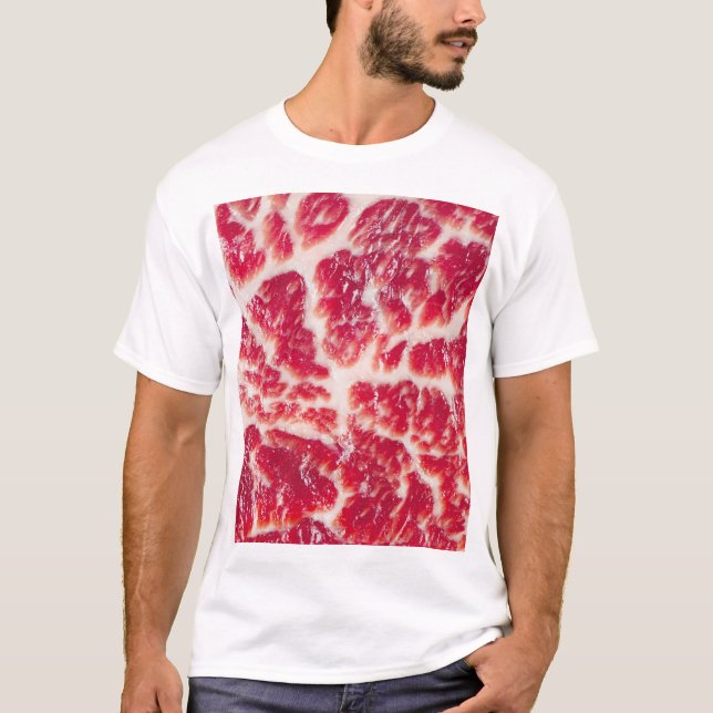 Camiseta Encerramento da textura do bife marmoreado (Frente)