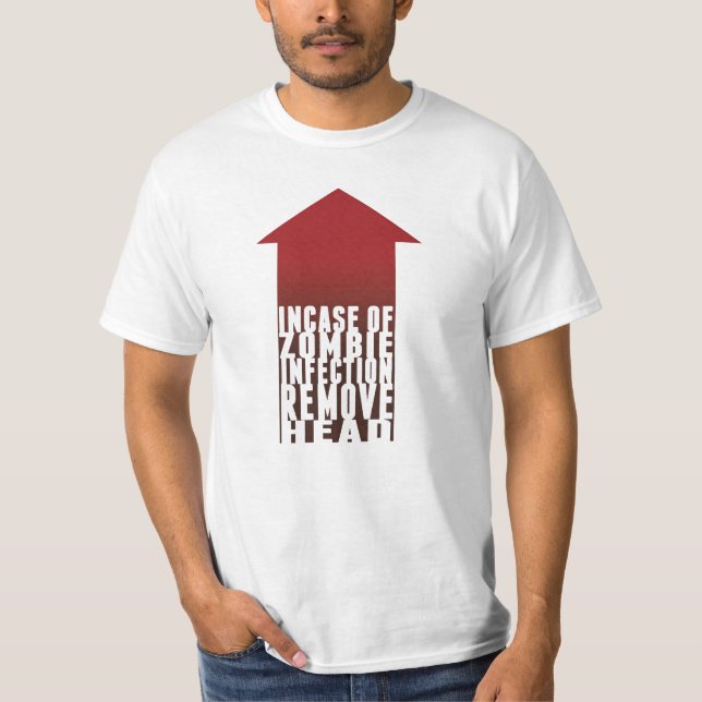 Camiseta "ENCERRE T do valor da INFECÇÃO do ZOMBI" (Frente)