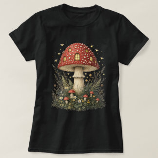 Camiseta Enchanted Amanita Mushroom House Art