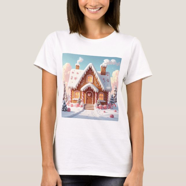 Camiseta Enchanted Gingerbread House in Pastel Winter  (Frente)