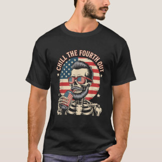 Camiseta Enche O Quarto Esqueleto Patriótico Dos EUA Flag M