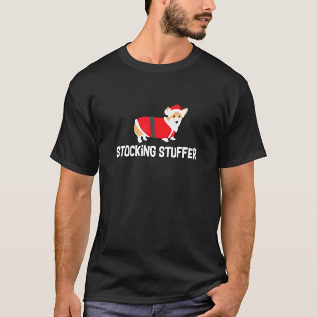 Camiseta Enchimento de Meia de Natal Corgi Festa (Frente)