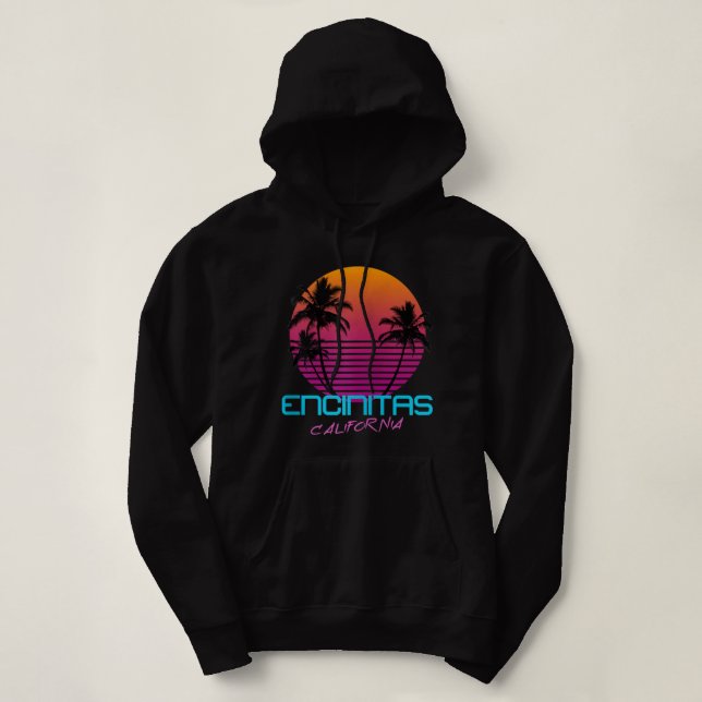 Camiseta Encinitas California Retro anos 80 Sunset Zip Hood (Frente do Design)
