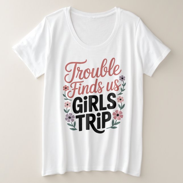Camiseta Encontra-se Problema Viagem de Meninas (Frente do Design)
