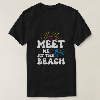 Camiseta Encontre-me na praia Retro Groovy Summer Vacation