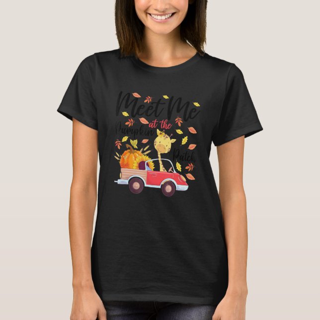 Camiseta Encontre-Me No Pumpkin Patch Giraffe Pumpkins Kid (Frente)