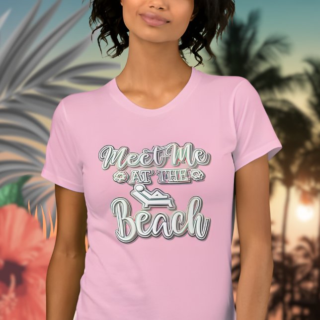 Camiseta Encontre-me no texto Colorido da Praia (Criador carregado)