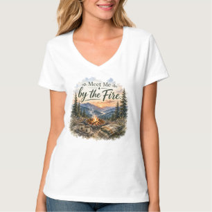 Camiseta Encontre-me pelo pôr do sol da fogueira do acampam