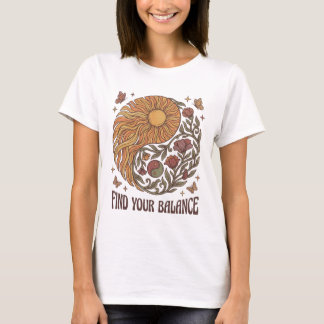 Camiseta Encontre Seu Equilíbrio Sol Vintage Retro