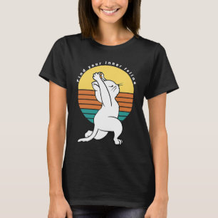 Camiseta Encontre Seu Gato De Ioga Retro Felino Interior Pr