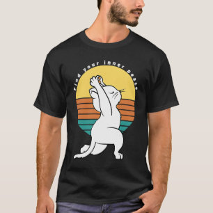 Camiseta Encontre seu Gato de Yoga com o Retro de Paz Inter