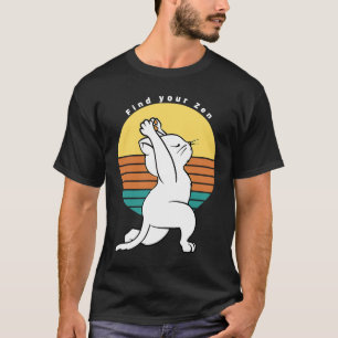 Camiseta Encontre seu Gato Zen Retro Yoga presente