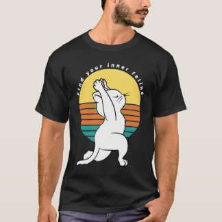 Camiseta Encontre Seu Presente de Gato de Yoga Retro Felino
