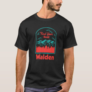 Camiseta Encontre sua estrada acampando, acusando as citaçõ